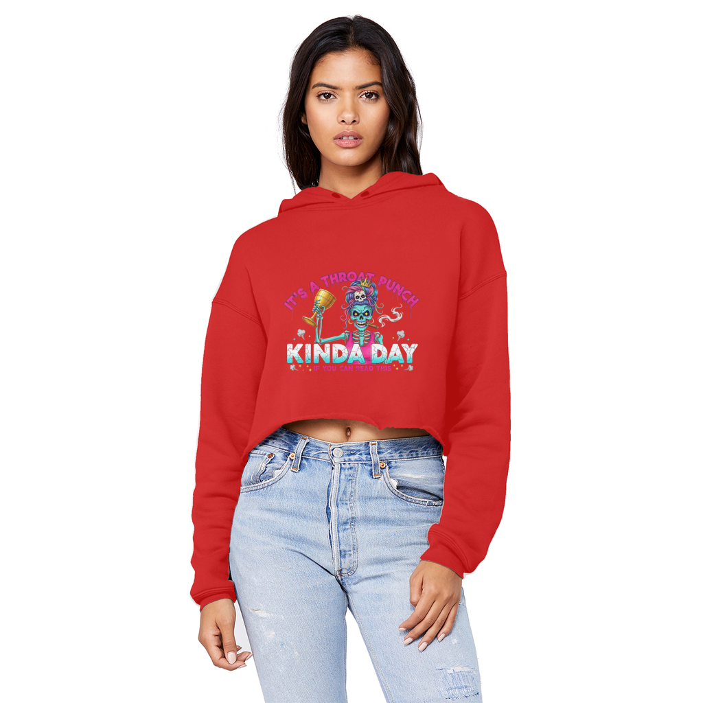 AOP Cropped Raw Edge Boyfriend Hoodie