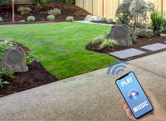 SoundPro Dual Bluetooth Outdoor Weatherproof Rock Landscape Speakers