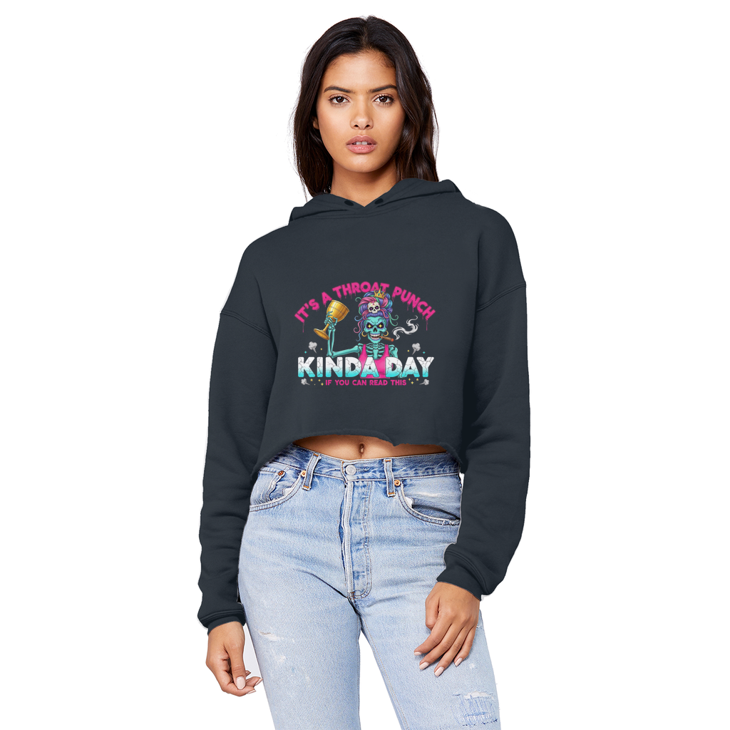AOP Cropped Raw Edge Boyfriend Hoodie