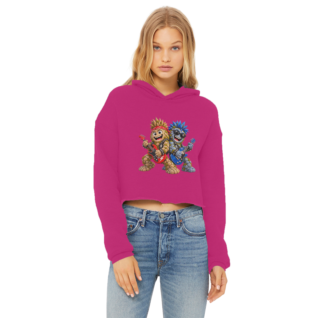 Falling Rocks COllection Ladies Cropped Raw Edge Hoodie
