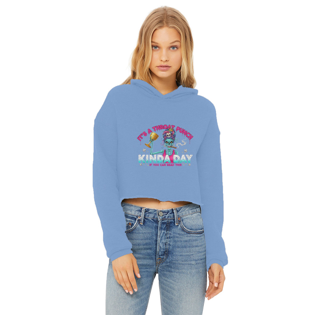 AOP Ladies Cropped Raw Edge Hoodie