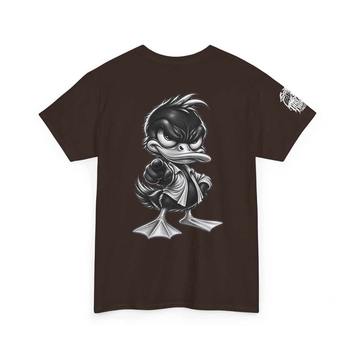 Monochrome Rebel Duck Character Back Graphic Tee