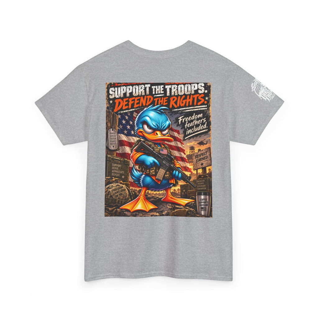 Support the Troops, Defend the Rights Back Graphic Tee