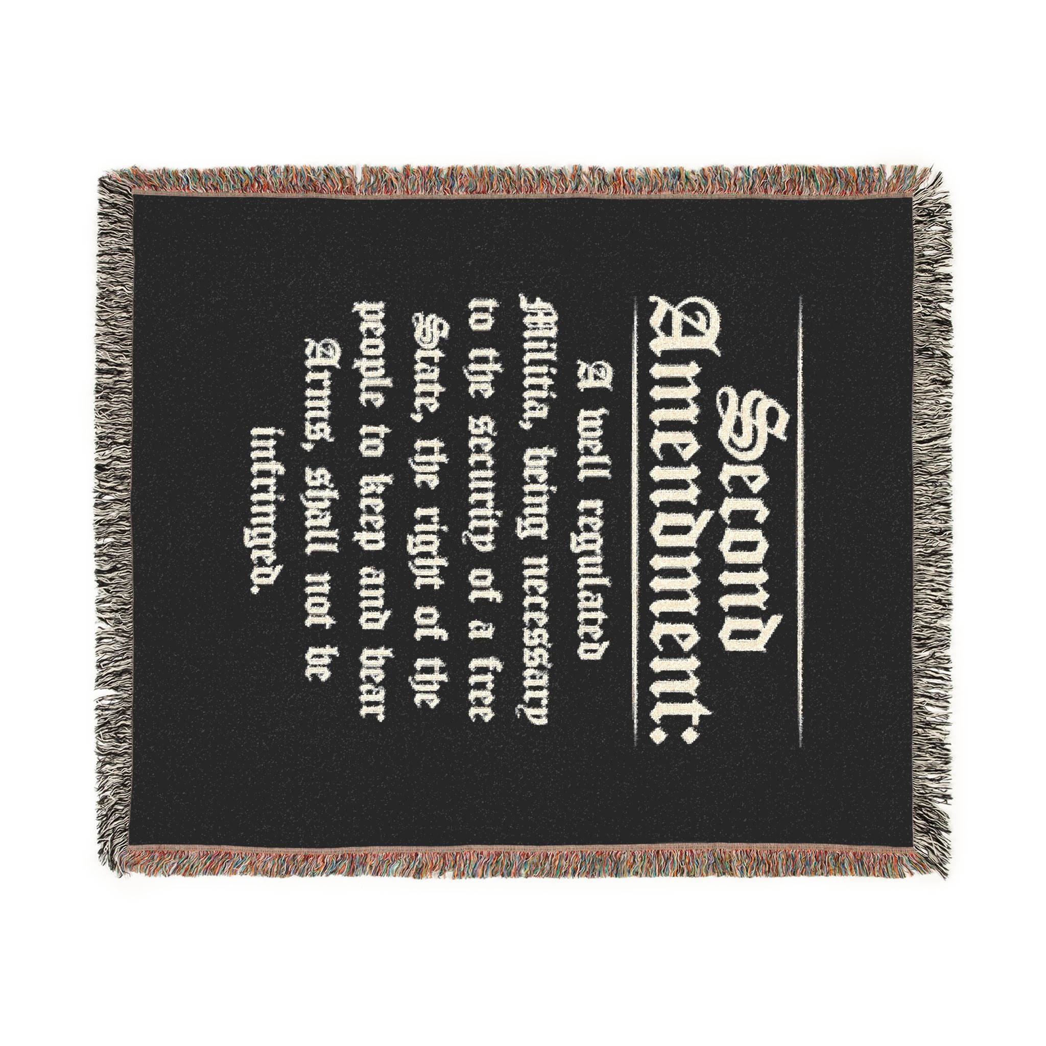 Second Amendment Woven Blanket — Rustic Constitution Quote Throw