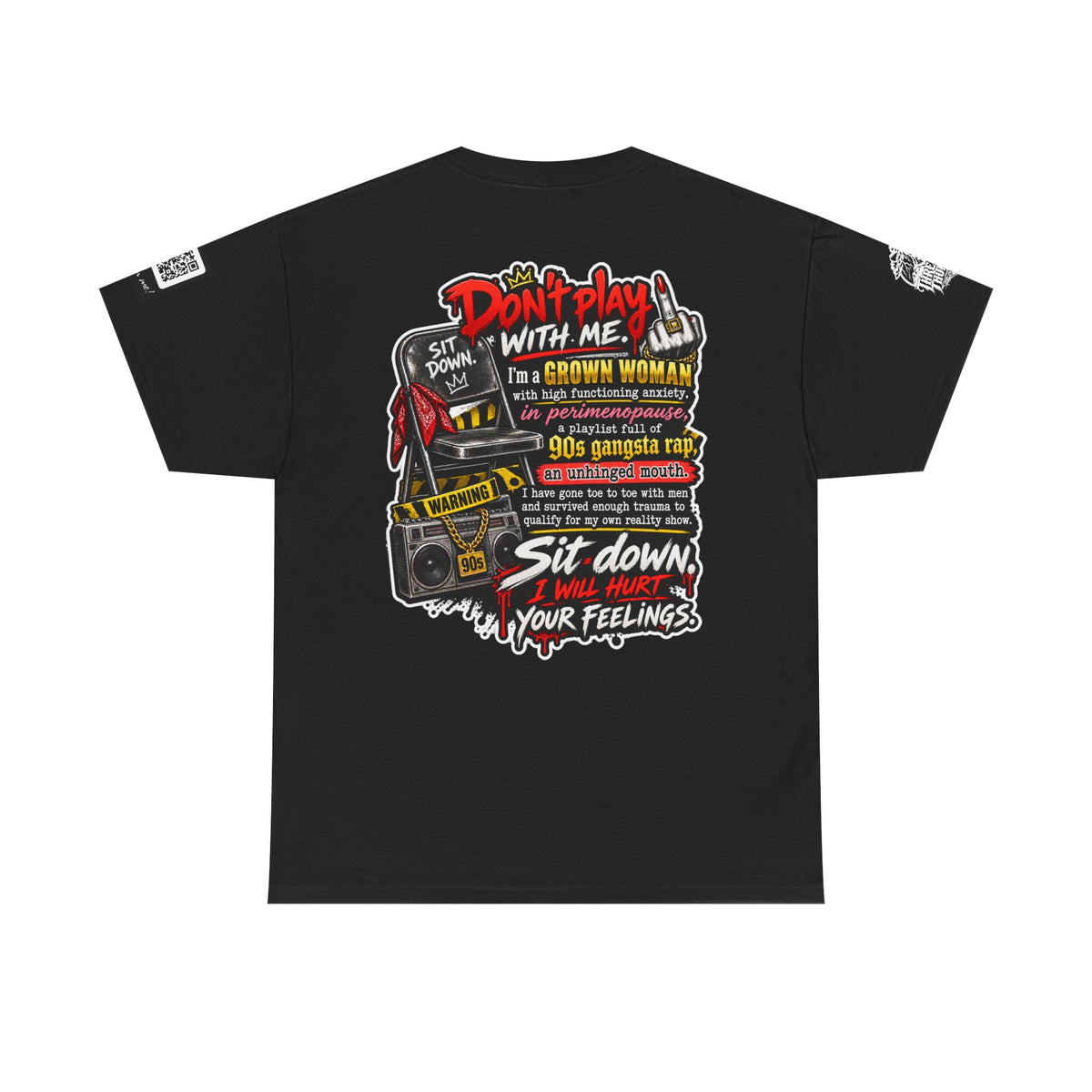 Grown Woman With Anxiety and 90s Gangsta Rap Back Graphic Tee