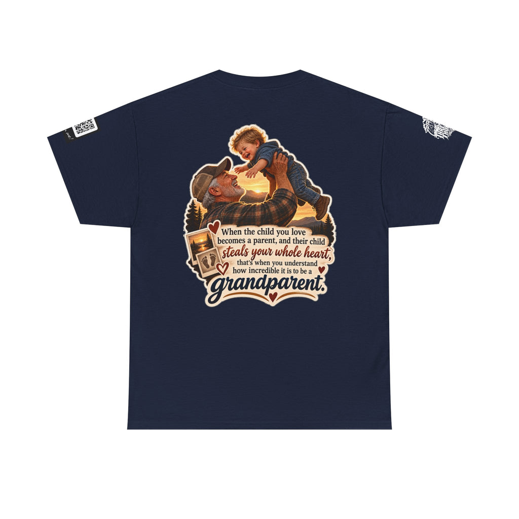 A Grandchild Steals Your Whole Heart — Proud Grandparent Back Graphic Tee