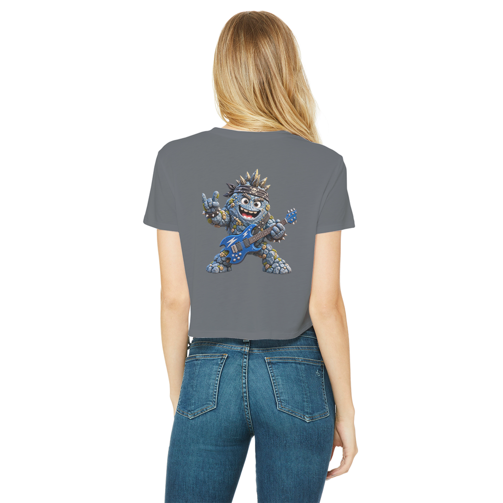 Falling Rocks COllection Classic Women's Cropped Raw Edge T-Shirt