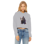 angry can man Ladies Cropped Raw Edge Hoodie