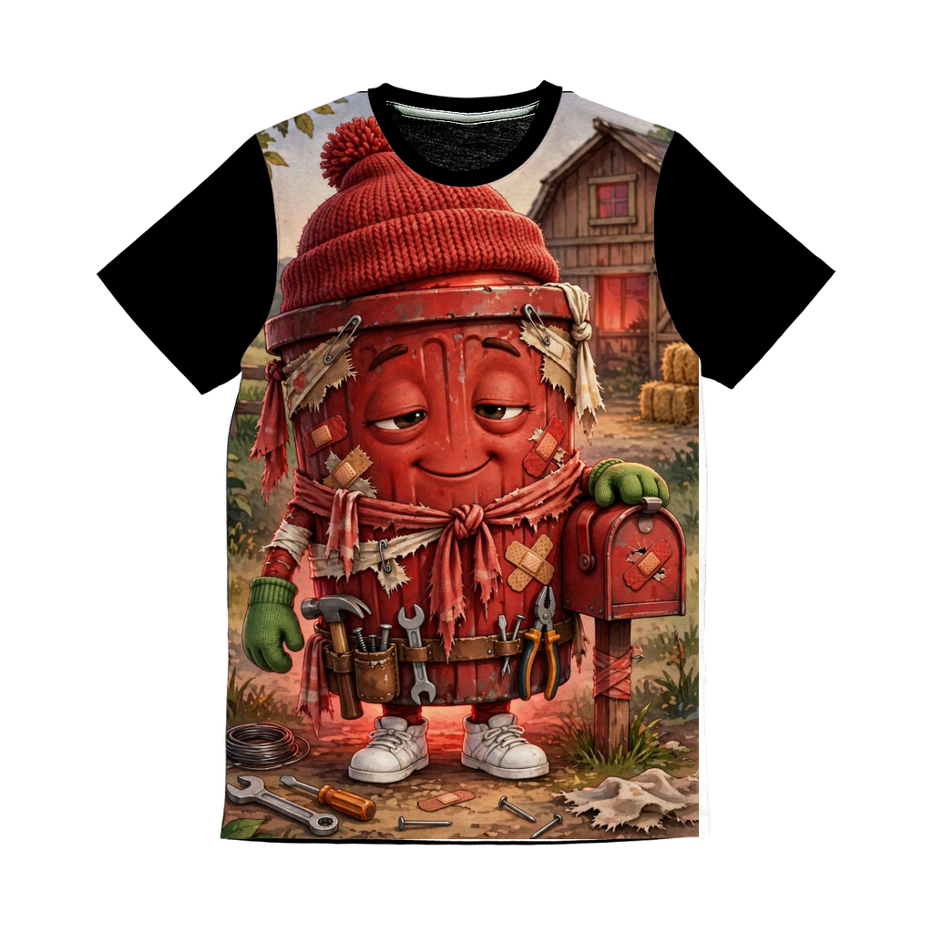 Trash Can Row – Classic Sublimation Panel T-Shirt