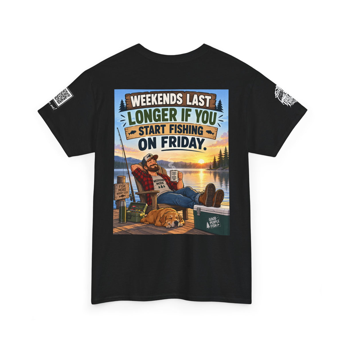 Weekends Last Longer When You Start Fishing Friday Back Graphic Tee