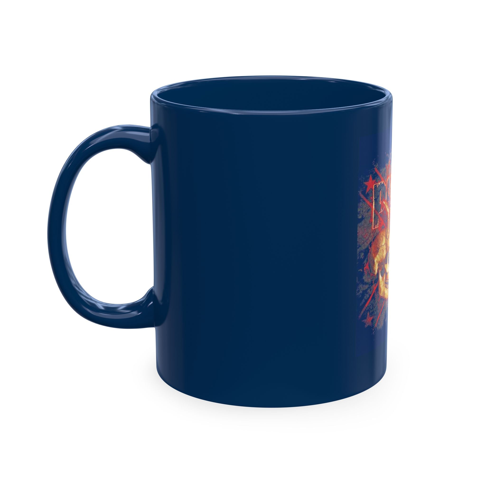 Skull Clash Ceramic Mug — Vintage Rock Tattoo Coffee Cup