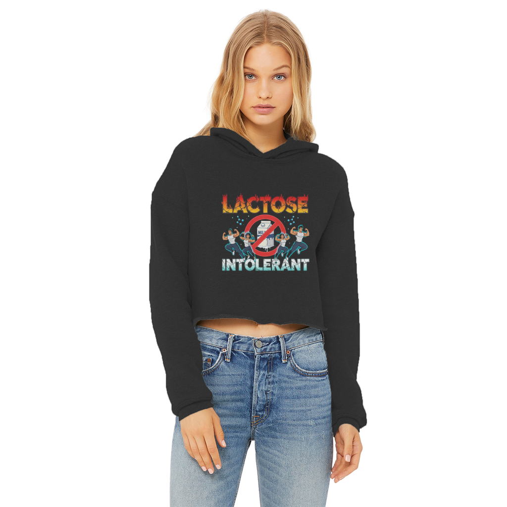 AOB Ladies Cropped Raw Edge Hoodie