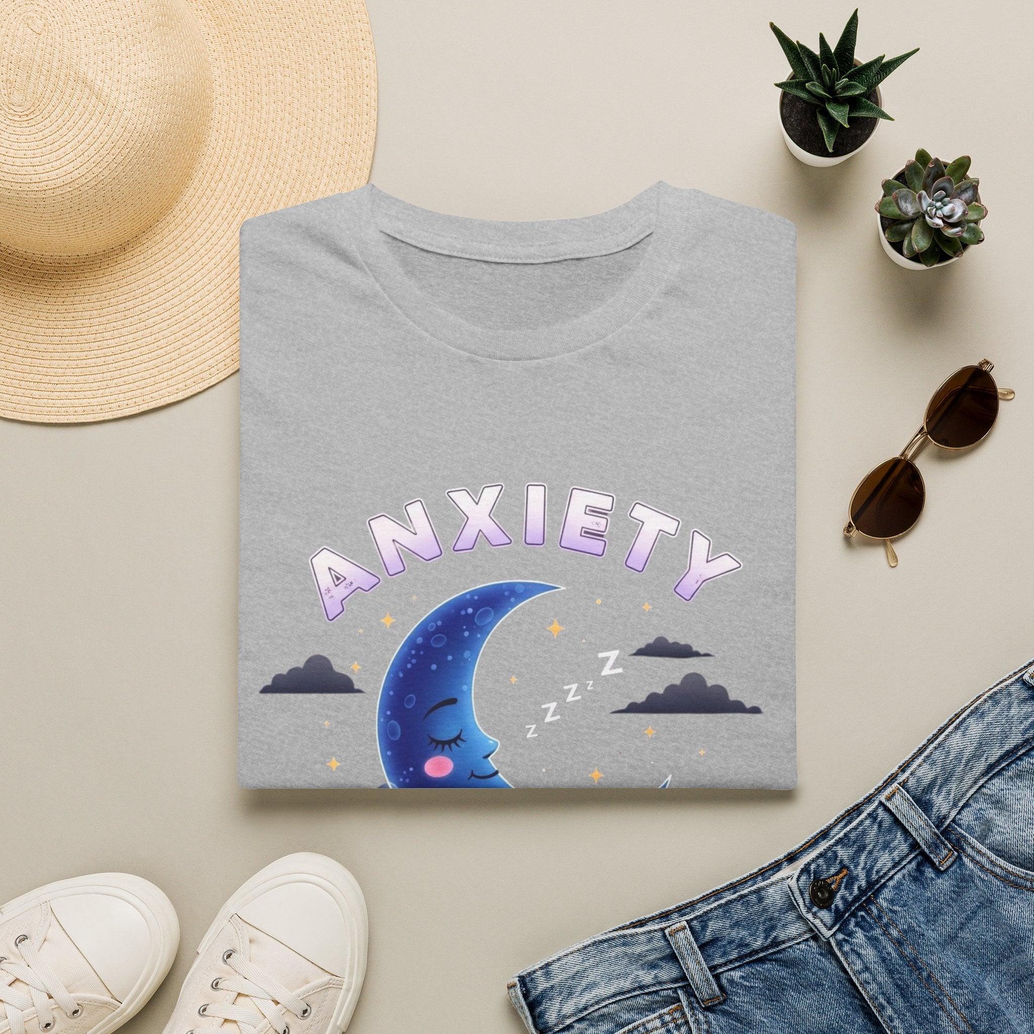 Anxiety Moon T-Shirt — 'Sleep Tight' Cute Moon & Stars Relaxation Tee