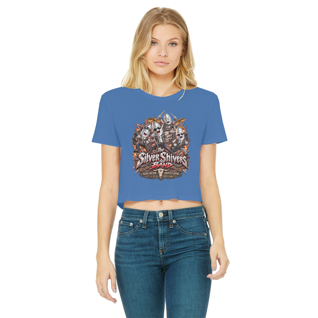 The Silver Shivers Band Classic Women's Cropped Raw Edge T-Shirt
