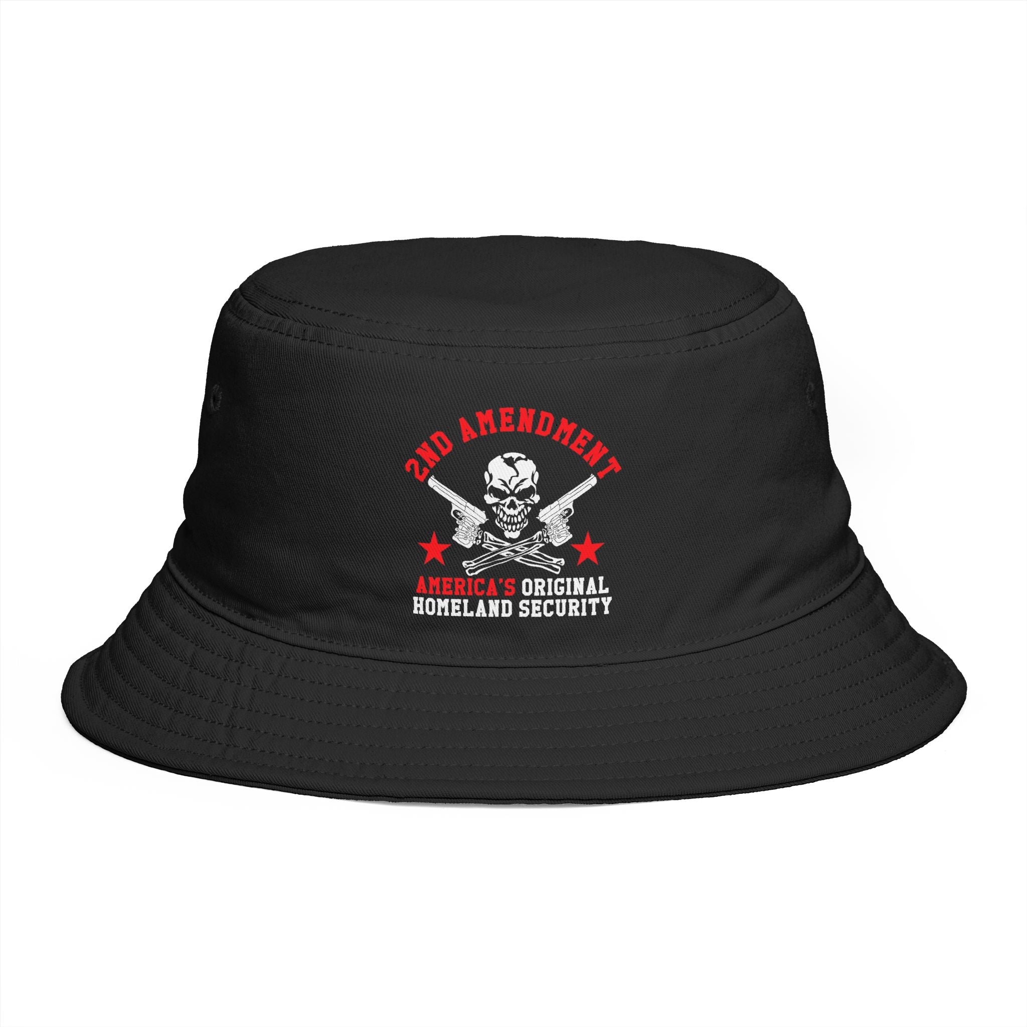 Bucket Hat - Red Liesbovt Homeland Security Skull Logo