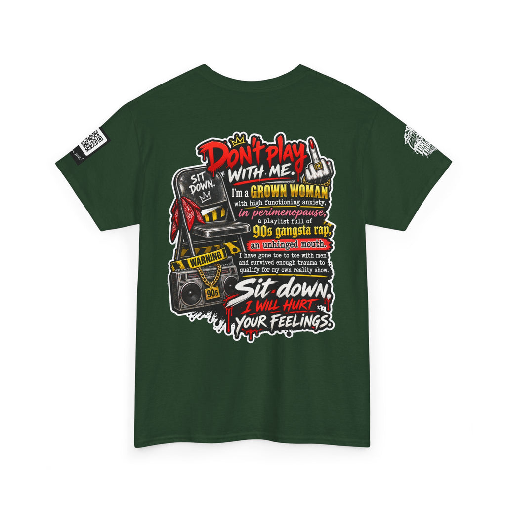 Grown Woman With Anxiety and 90s Gangsta Rap Back Graphic Tee