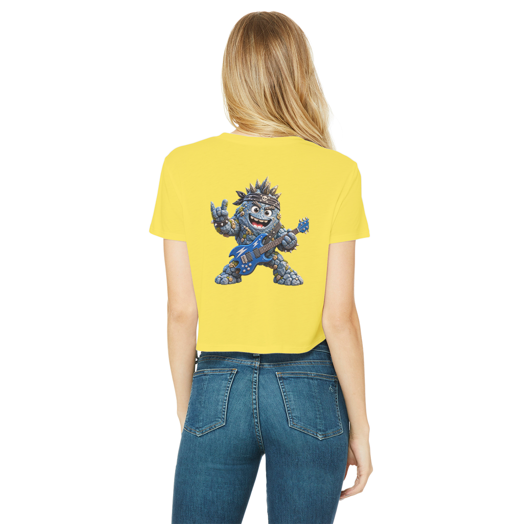 Falling Rocks COllection Classic Women's Cropped Raw Edge T-Shirt