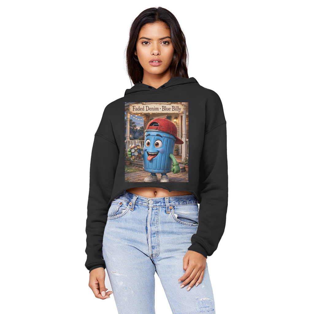 Trash Can Row – Cropped Raw Edge Boyfriend Hoodie