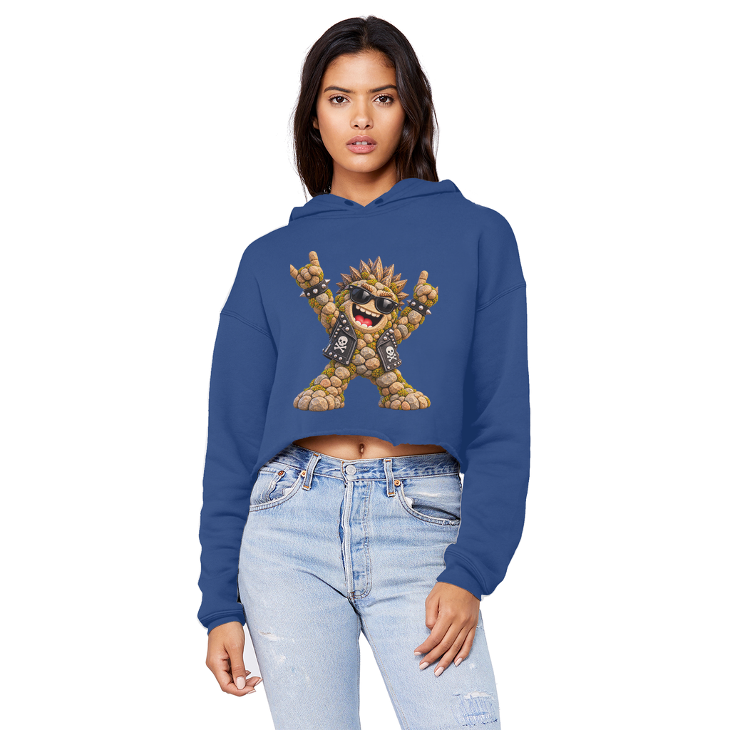 Falling Rocks COllection Cropped Raw Edge Boyfriend Hoodie