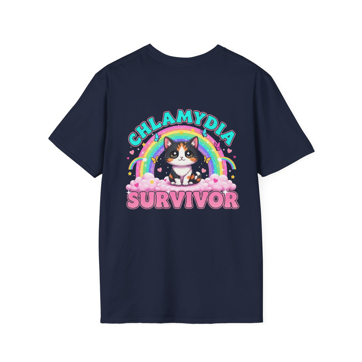 Chlamydia Survivor Cat T-Shirt — Cute Rainbow Calico Tee