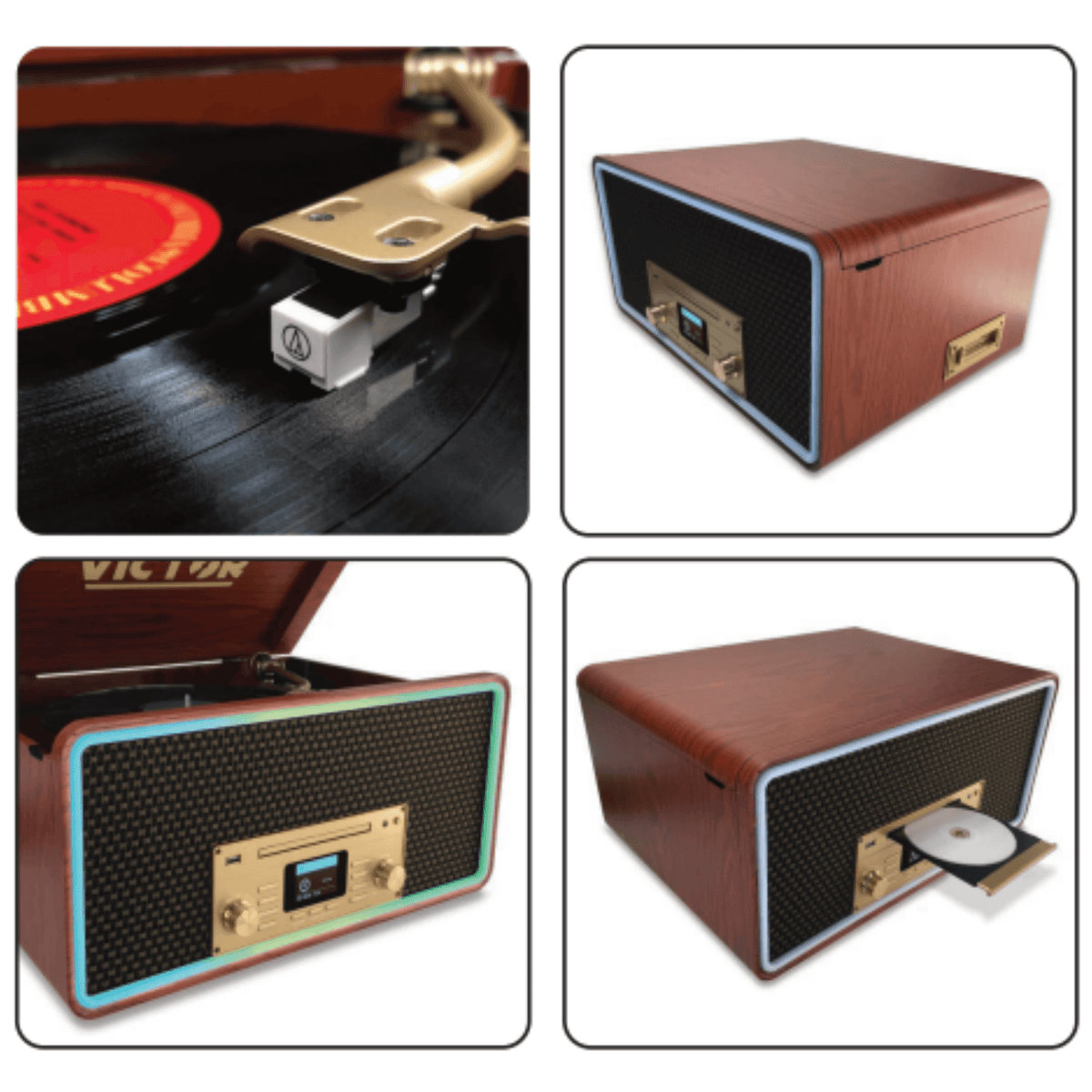 Victor Fremont 8-in-1 Wood Music Center - Refurbished