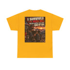 I Survived Too Much Hell T-Shirt – Veteran/Resilient Motorcycle Rider Graphic Tee