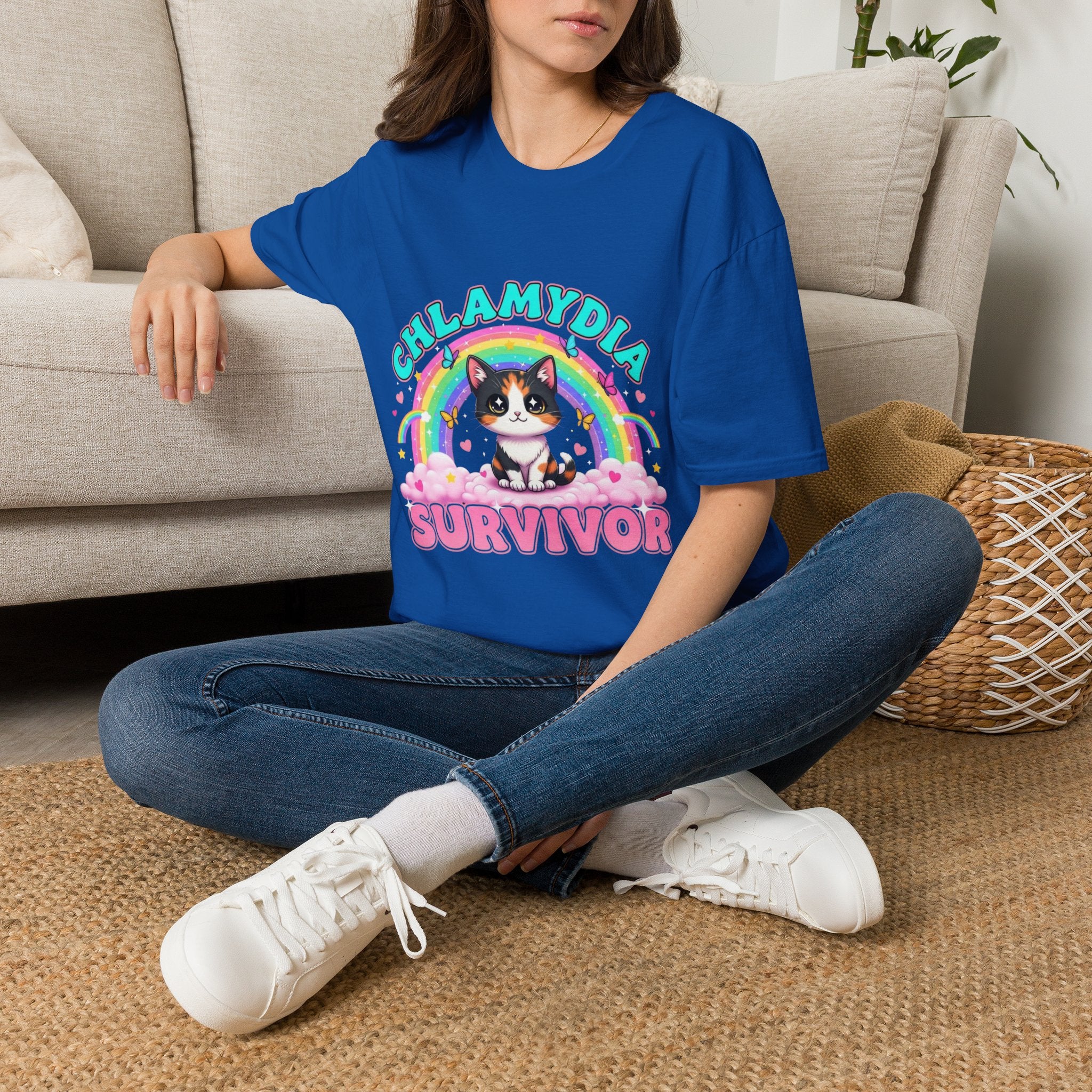 Chlamydia Survivor Cat T-Shirt — Cute Rainbow Calico Tee