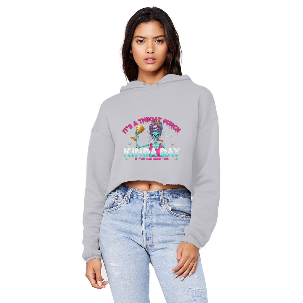 AOP Cropped Raw Edge Boyfriend Hoodie