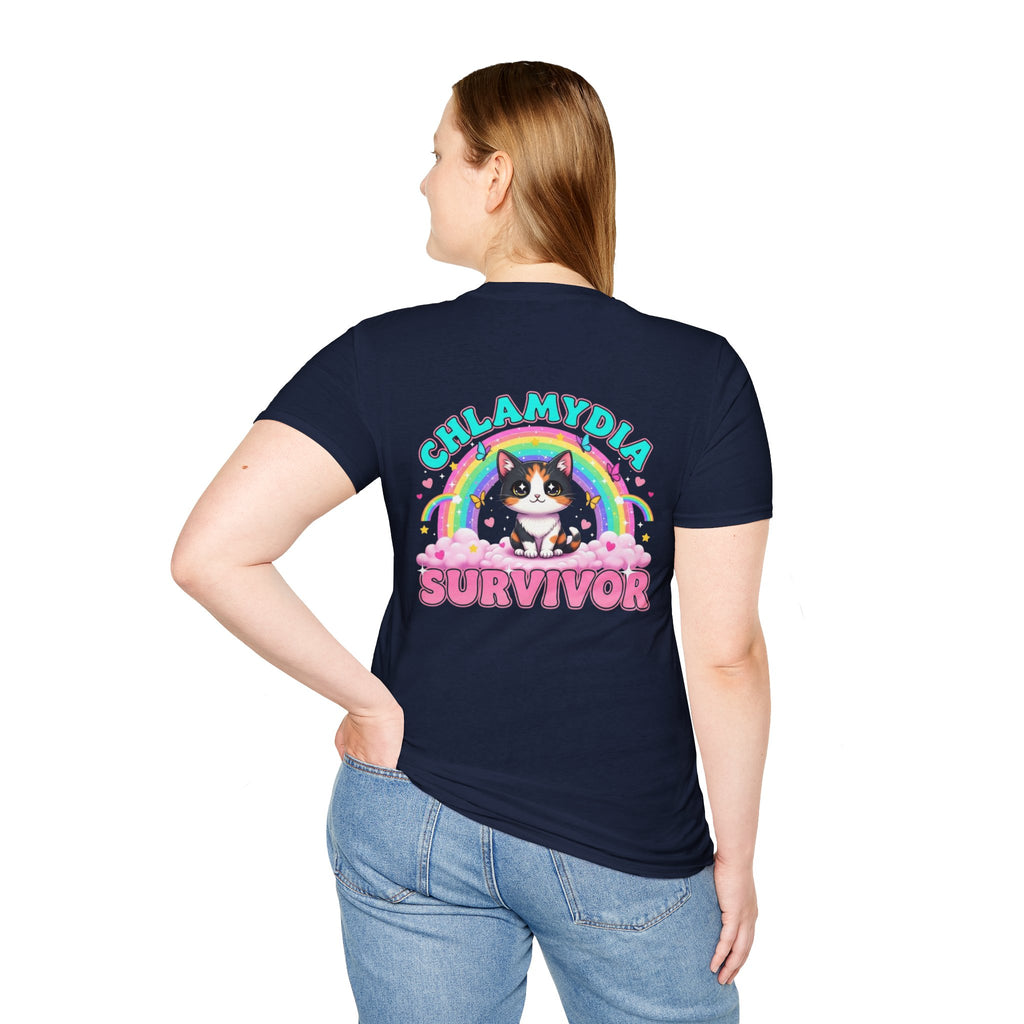 Chlamydia Survivor Cat T-Shirt — Cute Rainbow Calico Tee