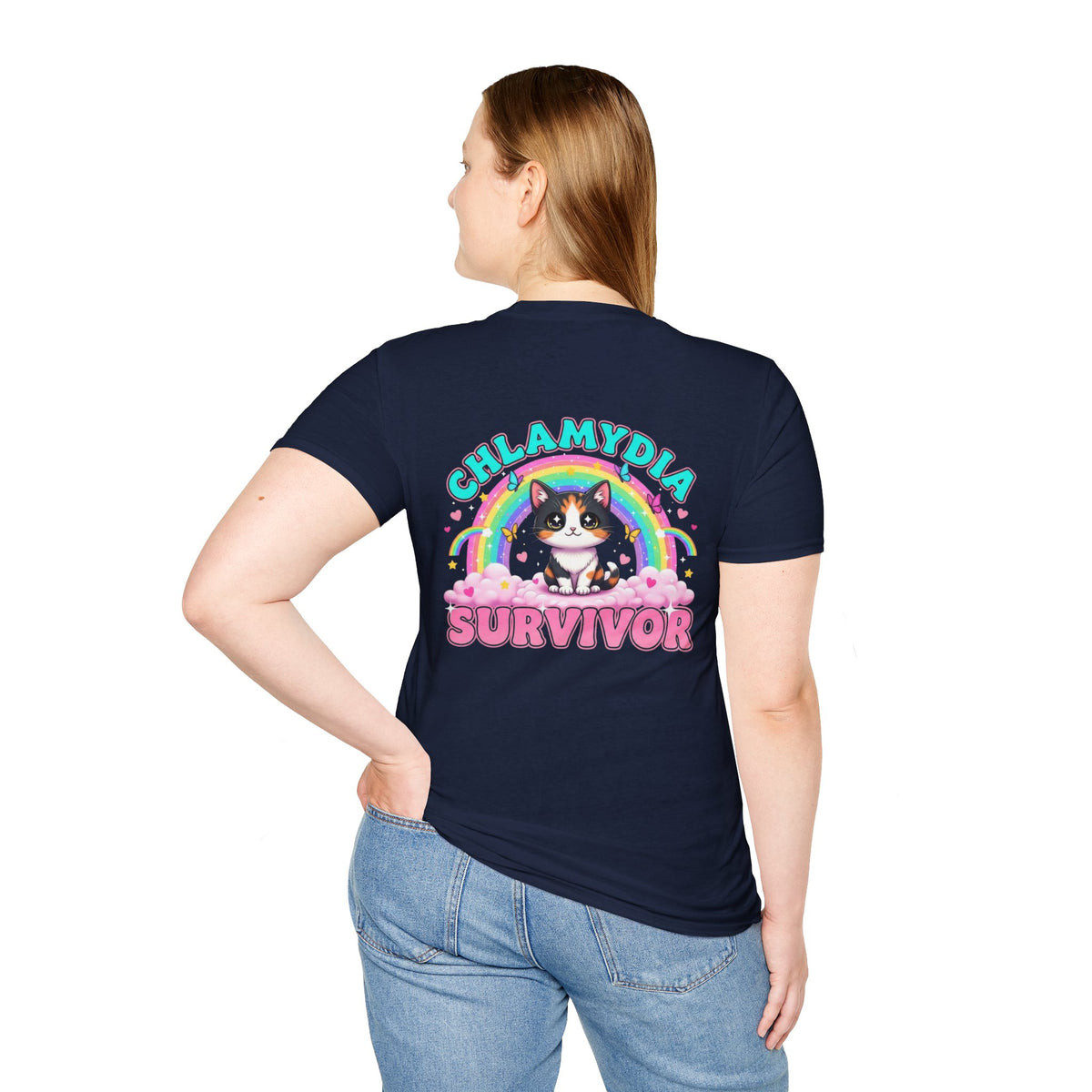 Chlamydia Survivor Cat T-Shirt — Cute Rainbow Calico Tee