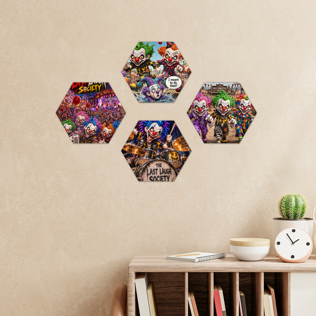 The Last Laugh Society Hexagon Wall Tiles Set of 4