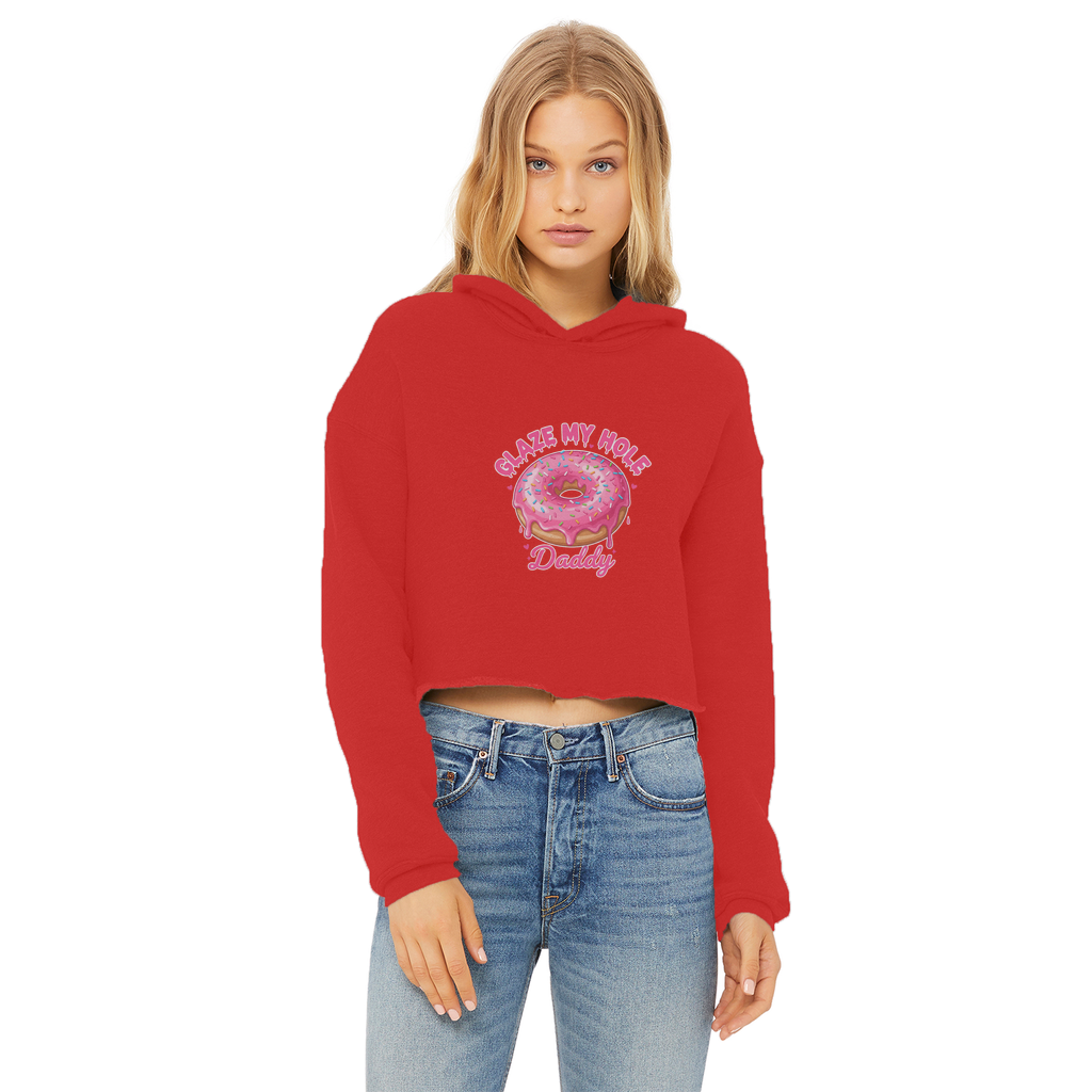 AOC Ladies Cropped Raw Edge Hoodie