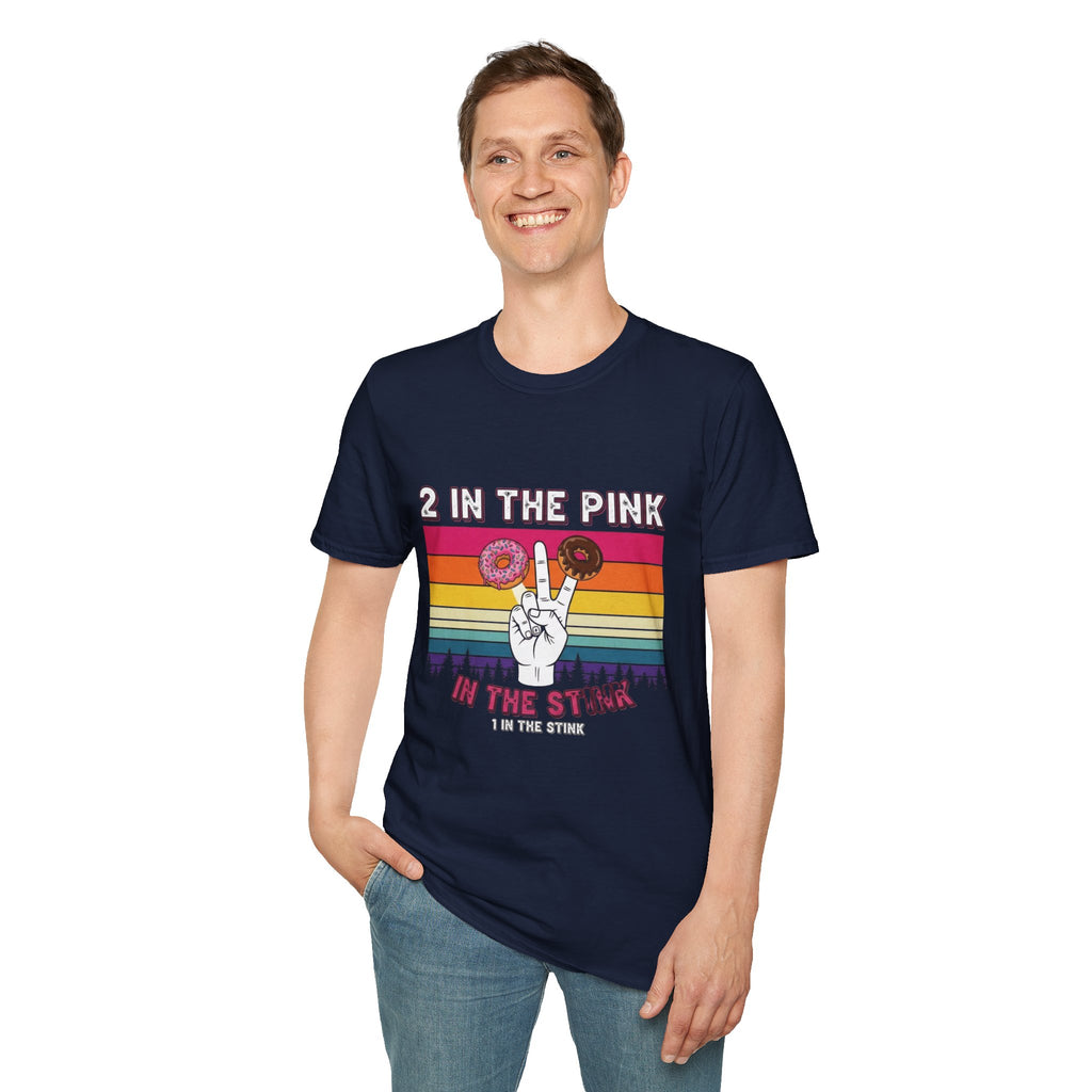 2 In The Pink Donut Peace Sign T‑Shirt — Retro Rainbow Dessert Graphic Tee
