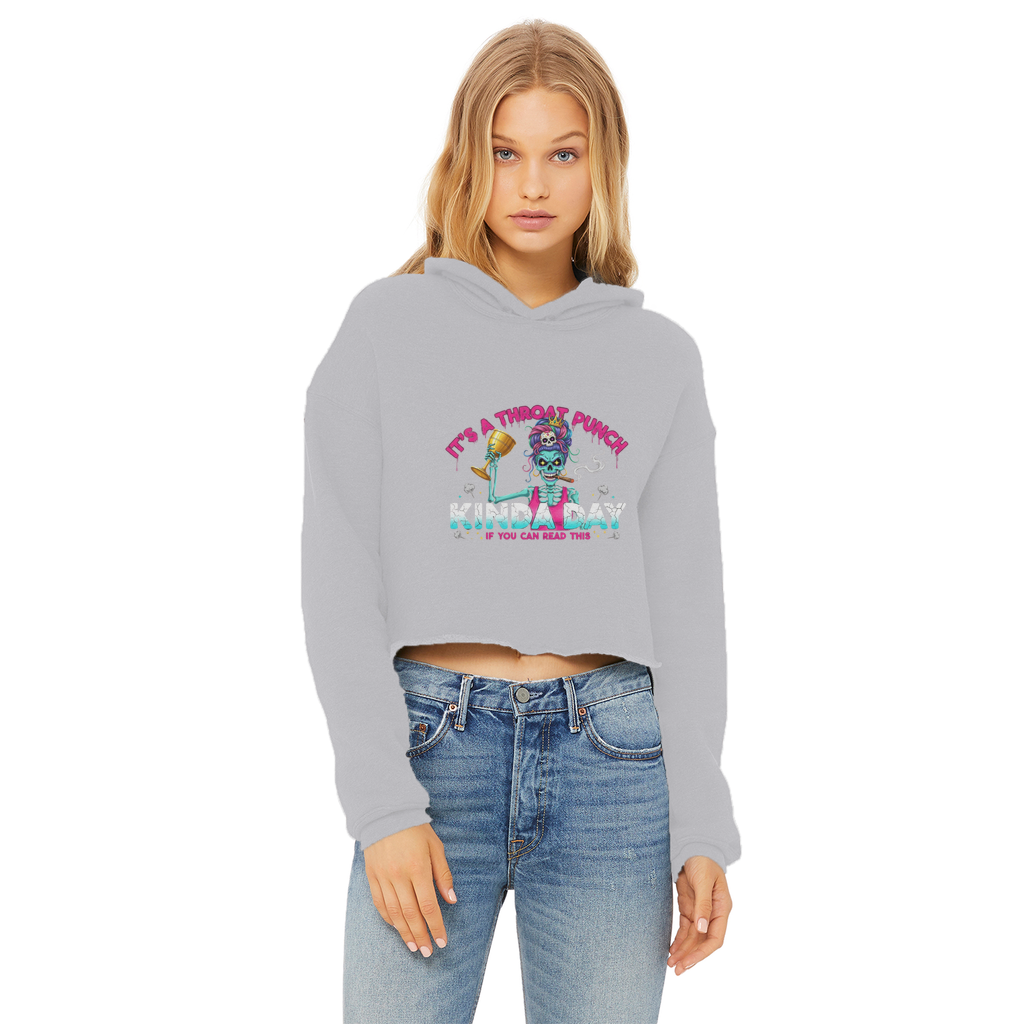AOP Ladies Cropped Raw Edge Hoodie