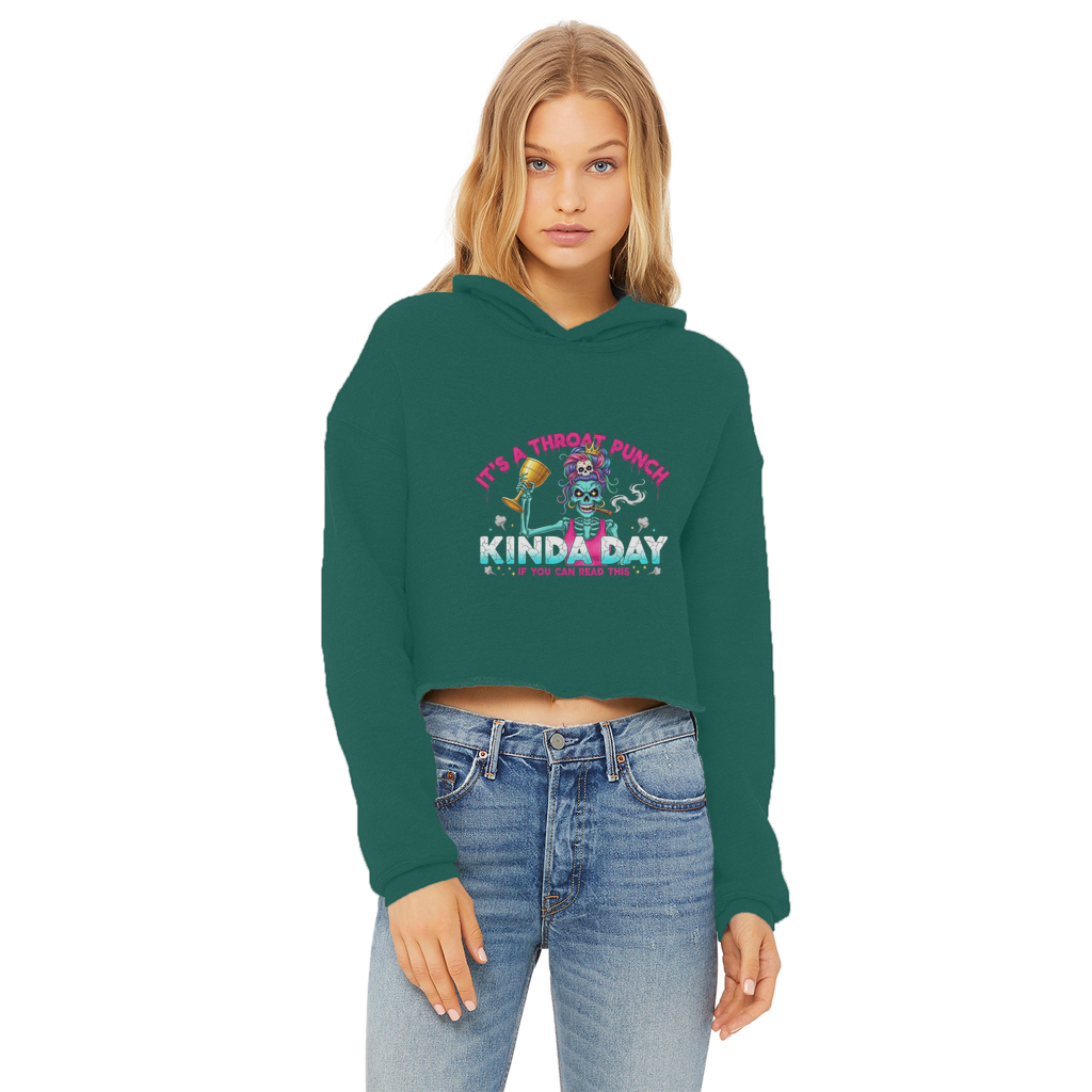 AOP Ladies Cropped Raw Edge Hoodie