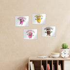 TRASH CAN MAN Rectangle Wall Tiles Set of 4