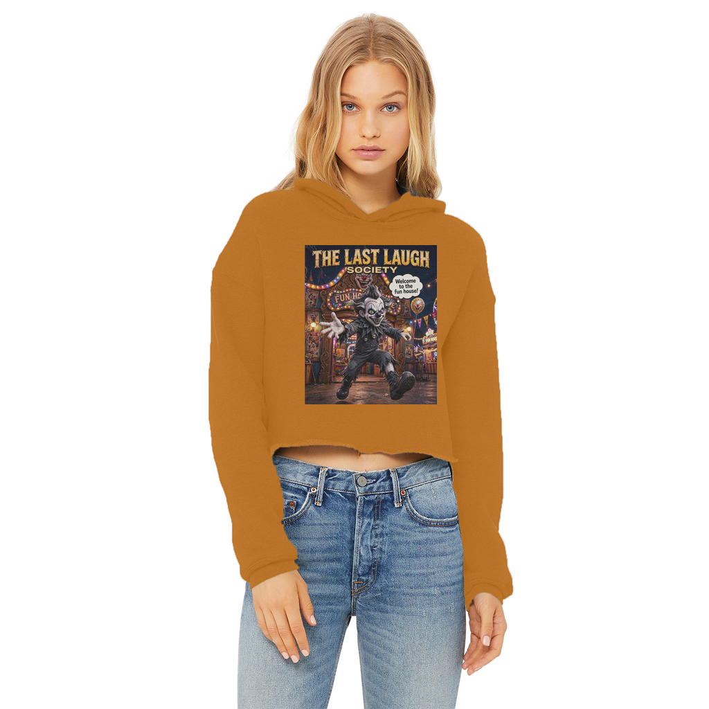 The Last Laugh Society Ladies Cropped Raw Edge Hoodie