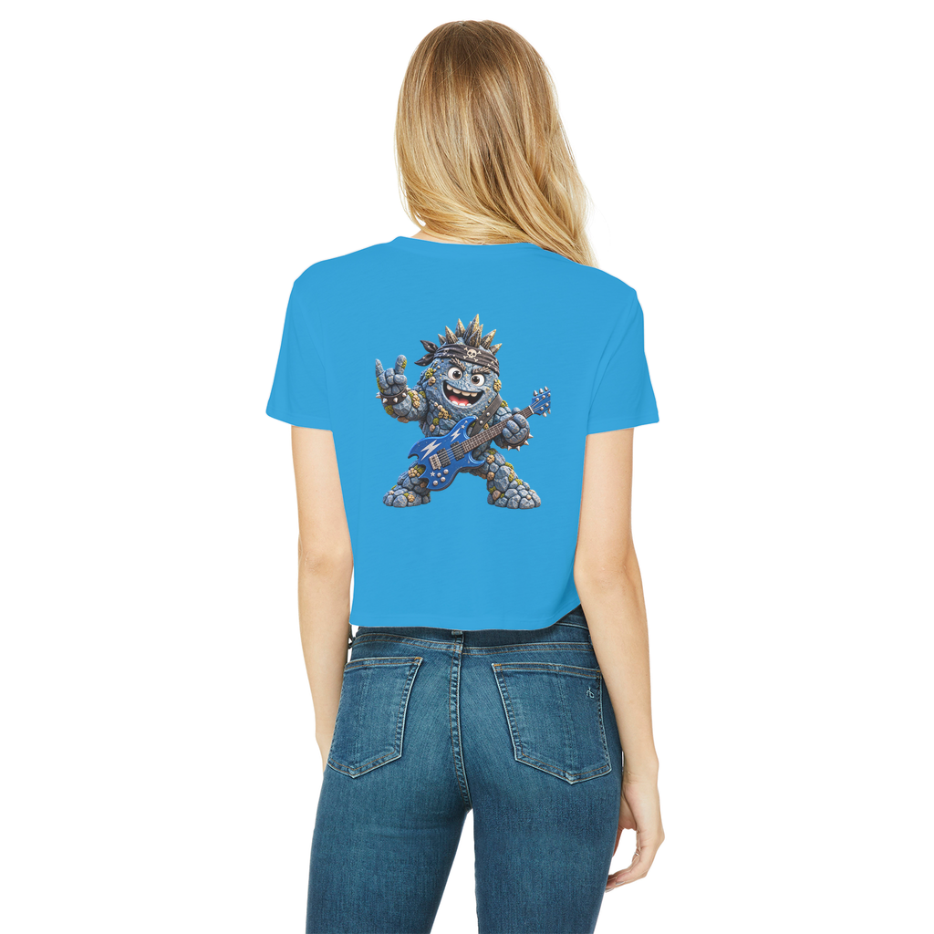 Falling Rocks COllection Classic Women's Cropped Raw Edge T-Shirt