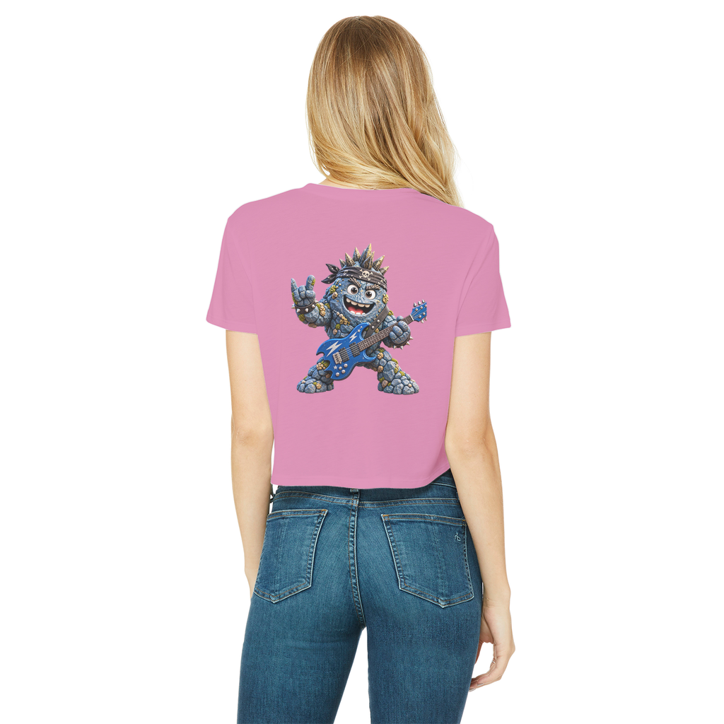 Falling Rocks COllection Classic Women's Cropped Raw Edge T-Shirt