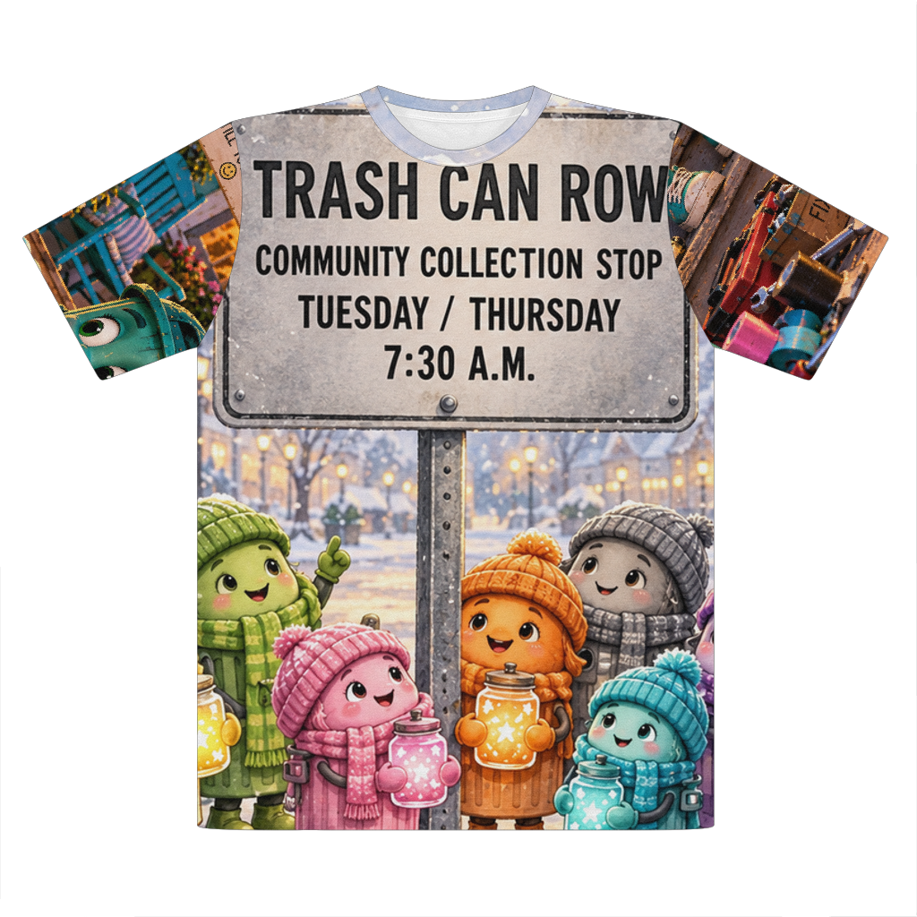 Trash Can Row – Premium Cut and Sew Sublimation Unisex T-Shirt