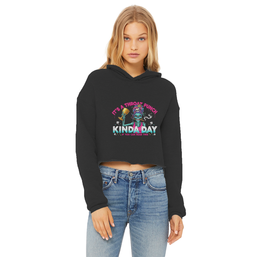 AOP Ladies Cropped Raw Edge Hoodie