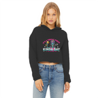 AOP Ladies Cropped Raw Edge Hoodie