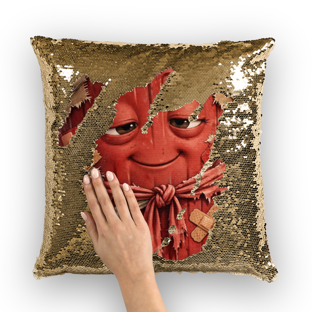 Trash Can Row Sequin Cushion Cover