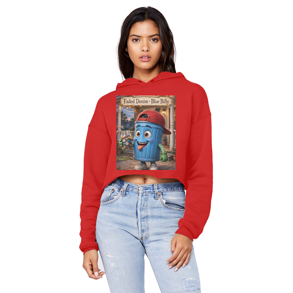 Trash Can Row – Cropped Raw Edge Boyfriend Hoodie