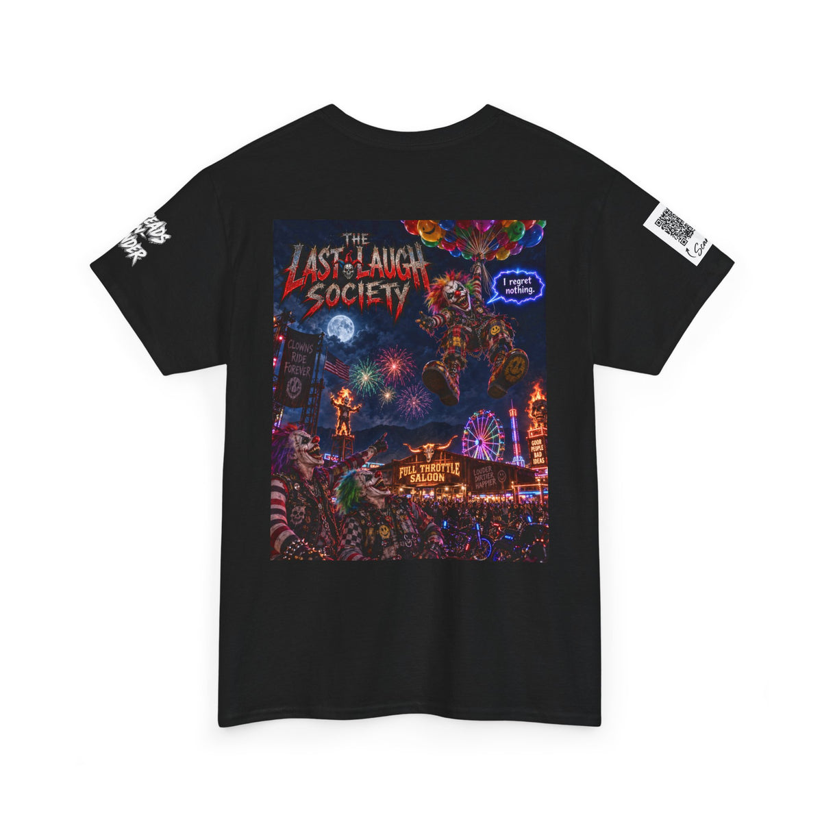 The Last Laugh Society Tee #144 — Carnival Clown Horror Graphic T-Shirt