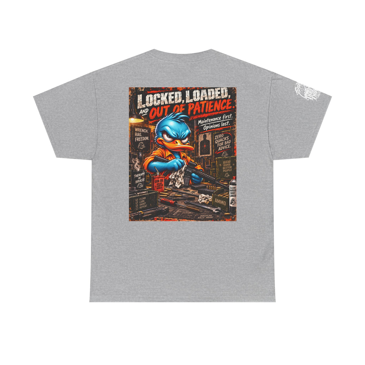 Locked, Loaded, and Out of Patience Back Graphic Tee