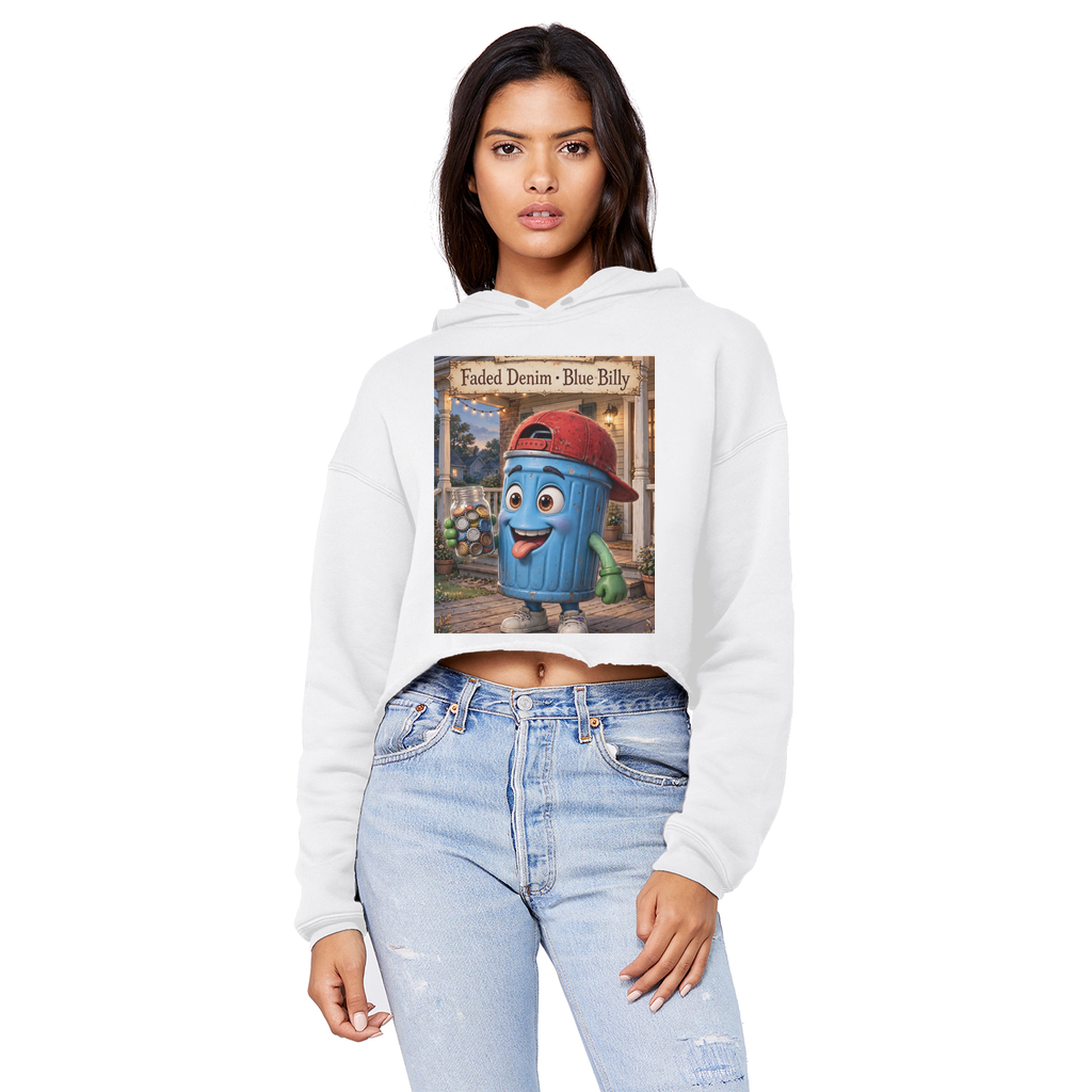 Trash Can Row – Cropped Raw Edge Boyfriend Hoodie