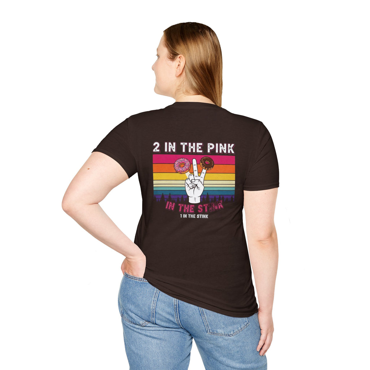 2 In The Pink Donut Peace Sign T‑Shirt — Retro Rainbow Dessert Graphic Tee