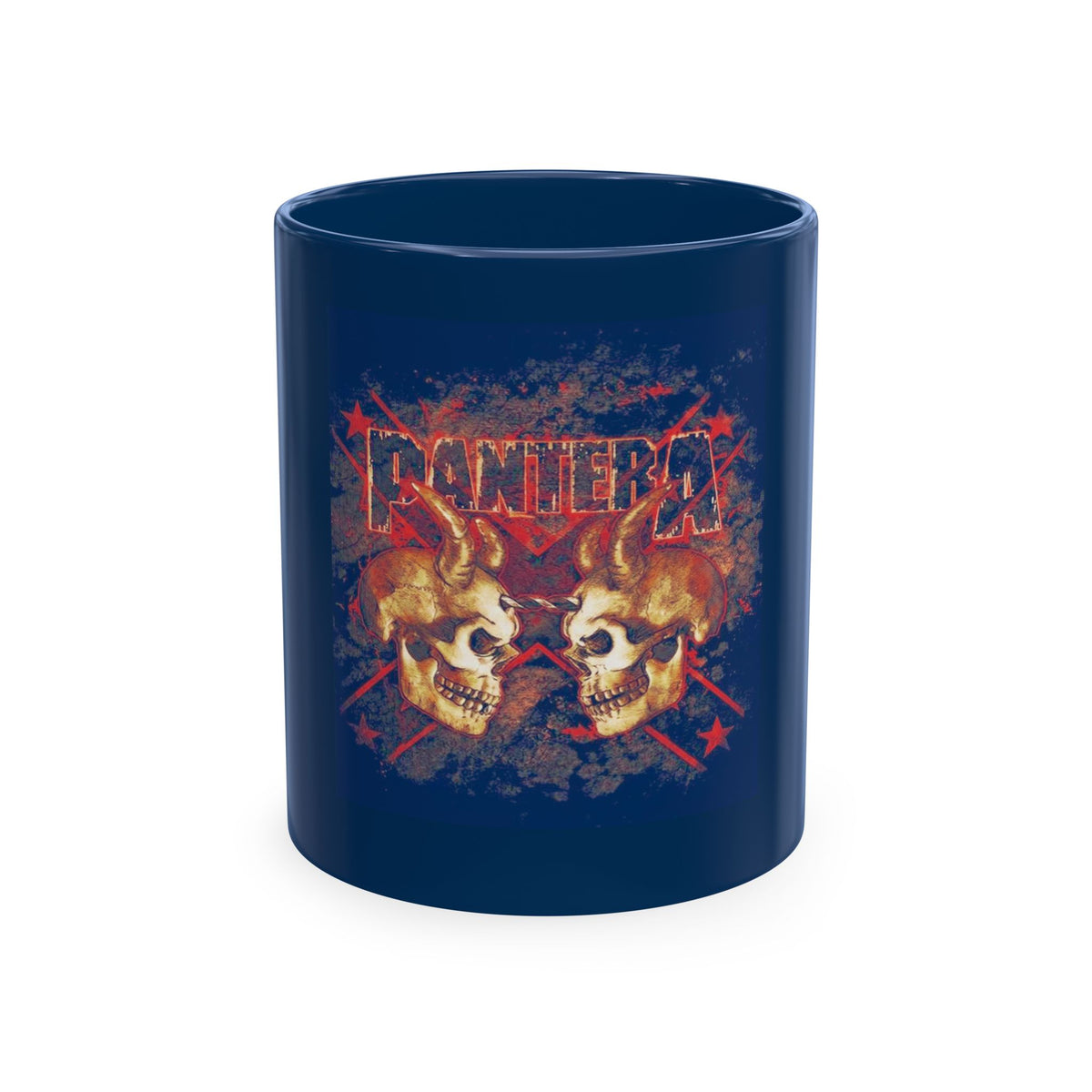 Skull Clash Ceramic Mug — Vintage Rock Tattoo Coffee Cup