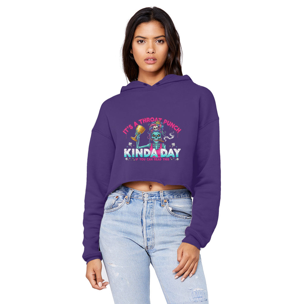 AOP Cropped Raw Edge Boyfriend Hoodie